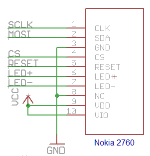 Схема подключения внешнего дисплея от Nokia 2760
